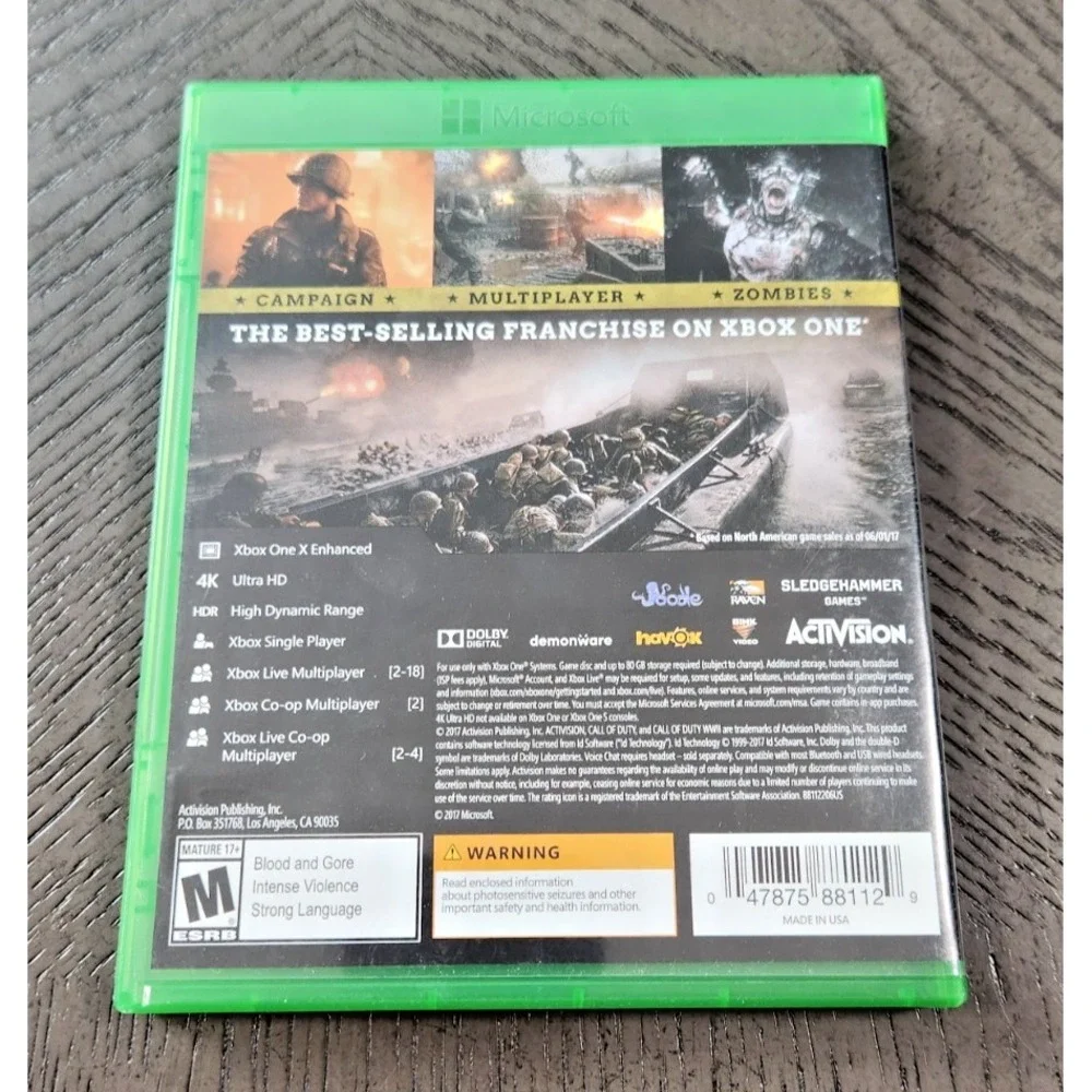 Xbox One‎ Call of Duty WWII - COD WWII Activision Shooter Game Disc